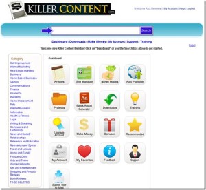Killer Content review - Members area