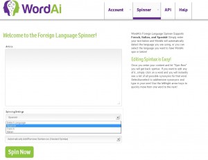 WordAI Foreign Language Spinner